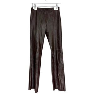 Caché Vintage Lambskin Brown Leather Women’s Pants Size 0